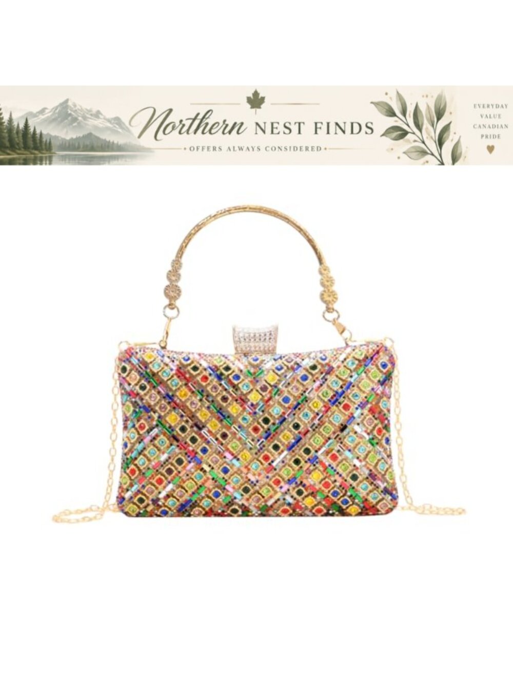 Rhinestone Evening Clutch Purse Sparkling Clasp Wedding Party Bag